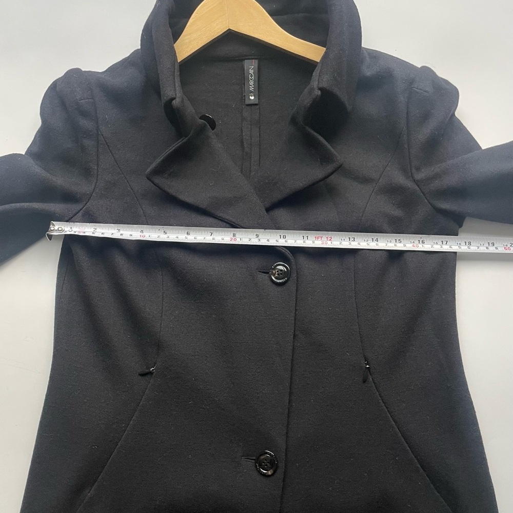 Marc Cain Wool Cashmere Coat Black Tailored Minimalist  Medium - Picture 8 of 10